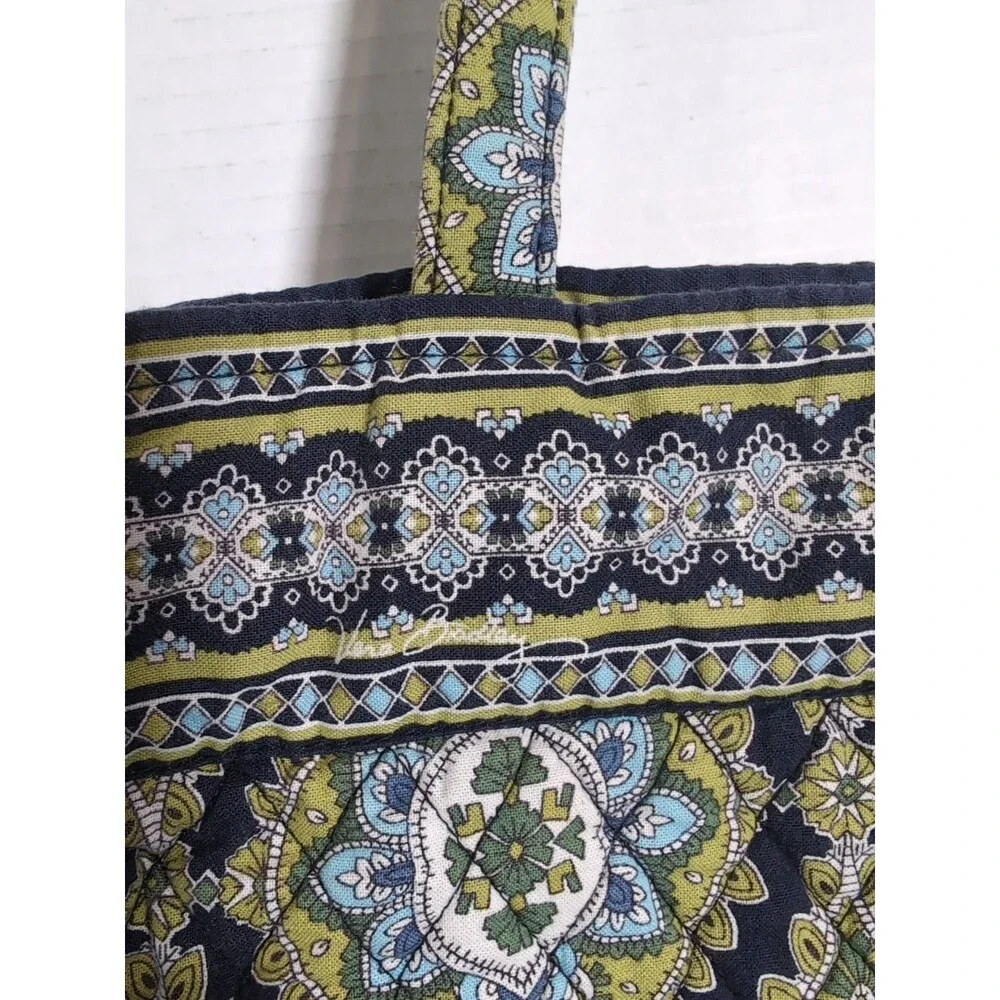 VERA BRADLEY GREEN & BLUE  EXPANDABLE SIDE TIE PURSE BAG TOTE